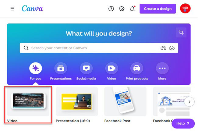 canva homepage
